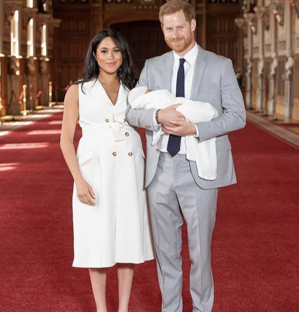 Meghan Markle and Prince Harry with their son, Archie. 