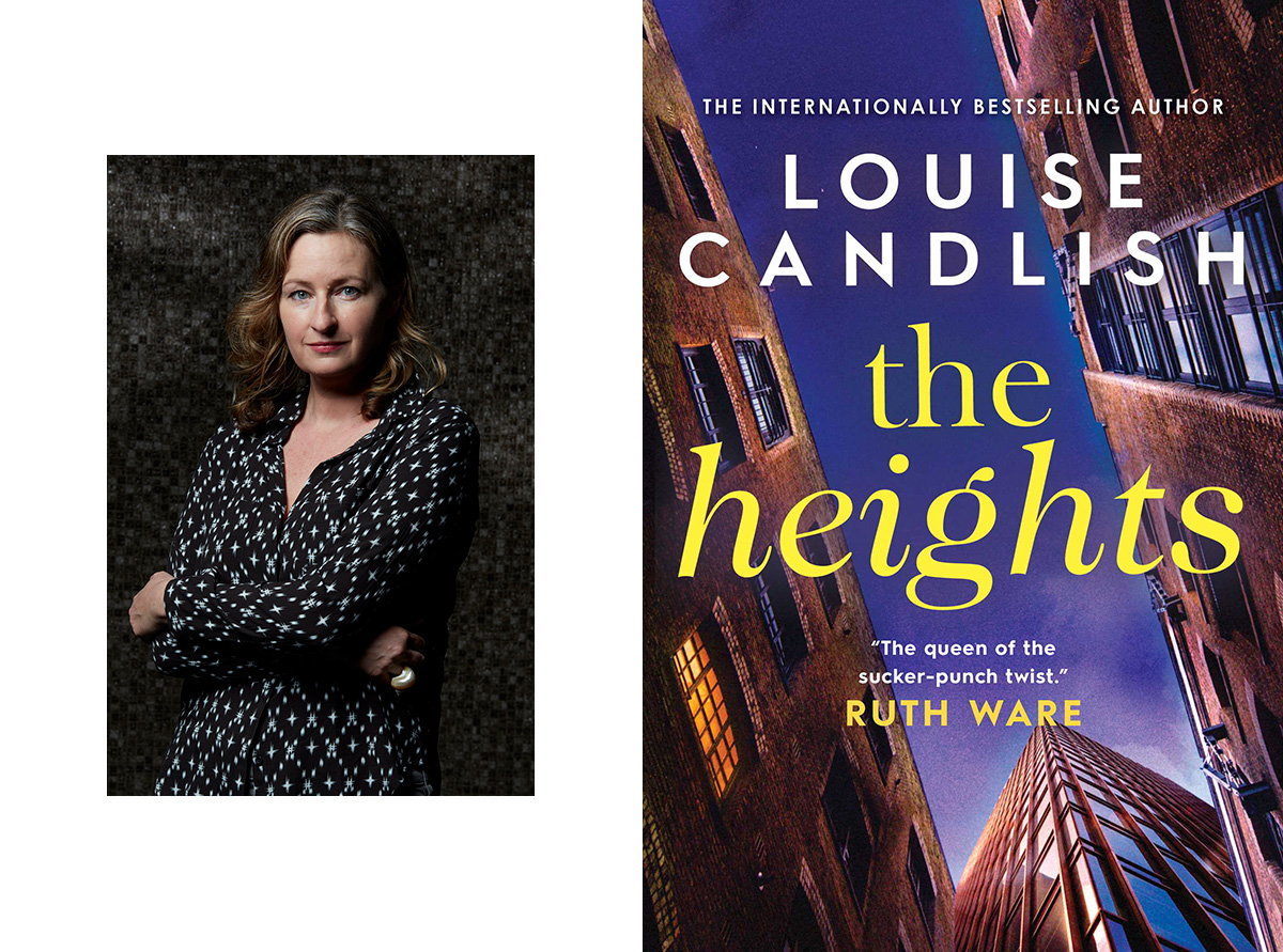 Louise Candlish The Heights portrait and book cover