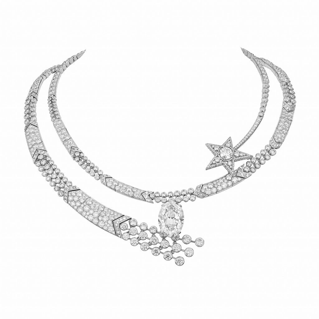 Comète Volute necklace in white gold and diamonds
