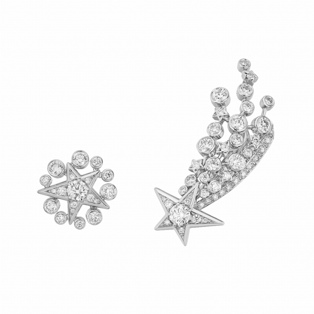 Pluie de Comètes earrings in white gold and diamonds