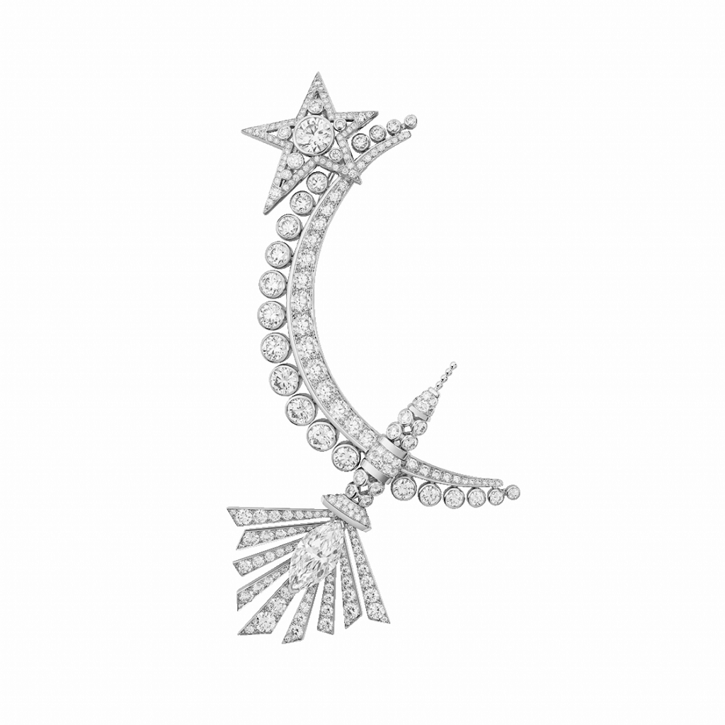 Lune Eternelle brooch in white gold and diamonds