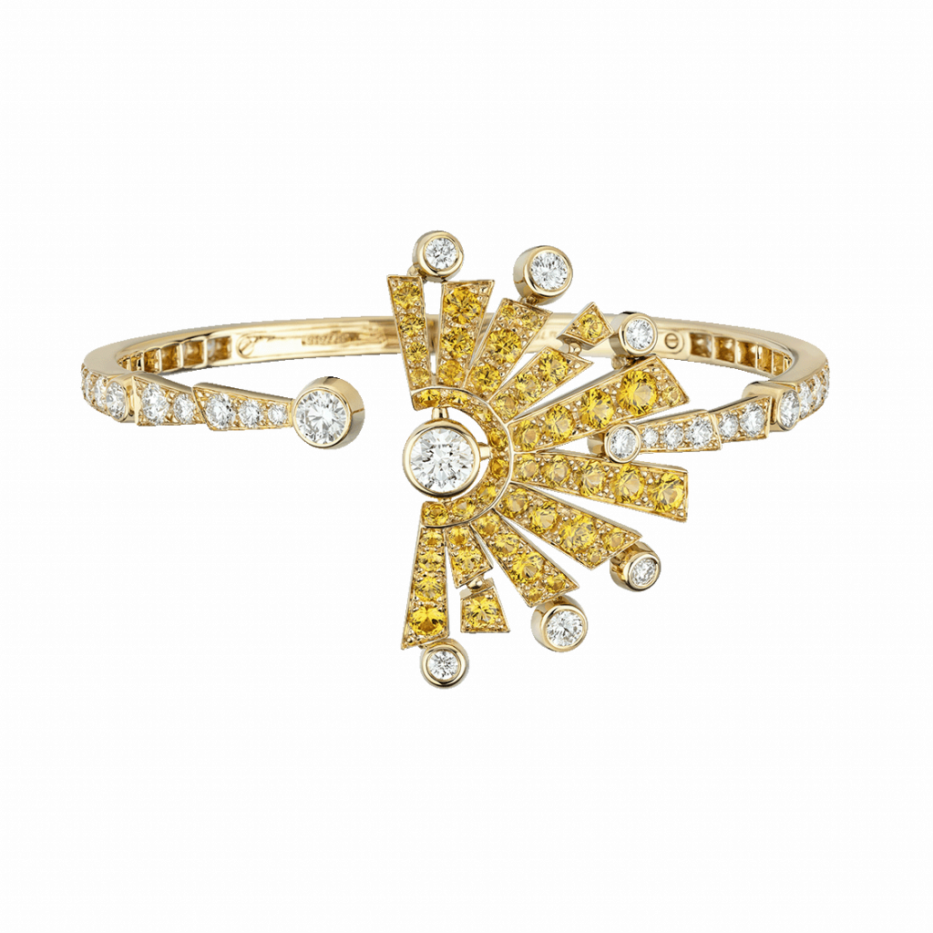 Soleil Talisman bracelet in yellow gold, diamonds and yellow sapphires