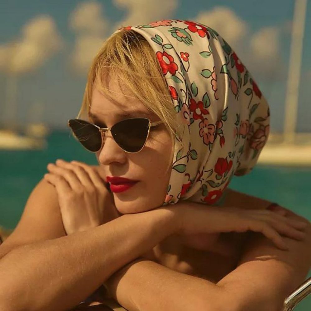 Positano Hair Scarf, Anthropologie. Ripley Netflix Series, Amalfi Coast Summer Fashion.