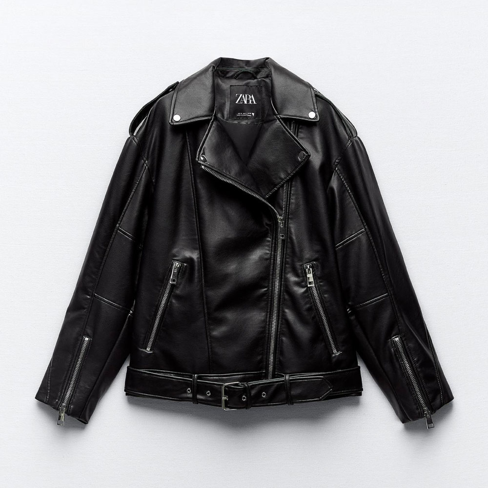 Oversized Faux Leather Biker Jacket, Zara